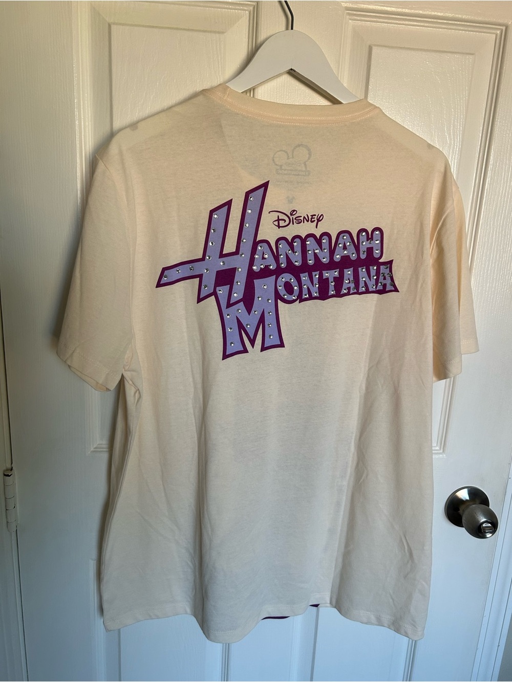 Disney Channel Throwback Hannah Montana Cream Tee with Purple Print Women’s XL - Picture 2 of 4